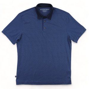 Mizzen & Main Polo Shirt Men's Medium Trim Fit Blue Geometric Short Sleeve